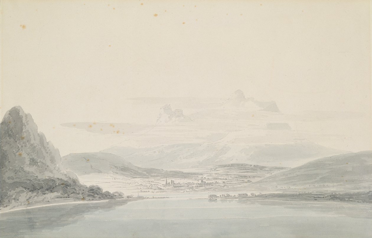 Landskab, efter John Robert Cozens (1752-99) (blyant og akvarel på papir) af Joseph Mallord William Turner