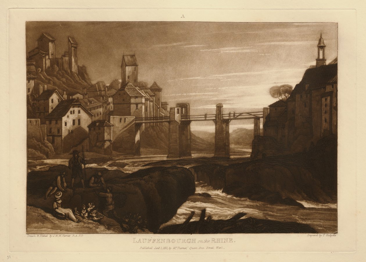 Laufenburg ved Rhinen af Joseph Mallord William Turner