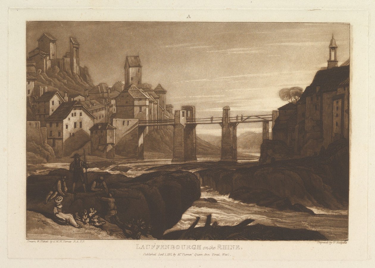 Lauffenbourgh ved Rhinen Liber Studiorum, del VI, tavle 31, 1. januar 1811. af Joseph Mallord William Turner
