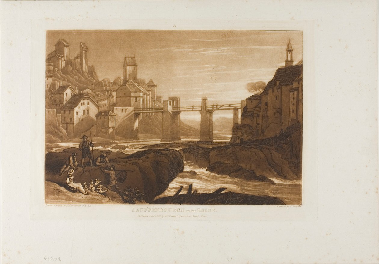 Lauffenbourgh ved Rhinen, tavle 31 fra Liber Studiorum af Joseph Mallord William Turner