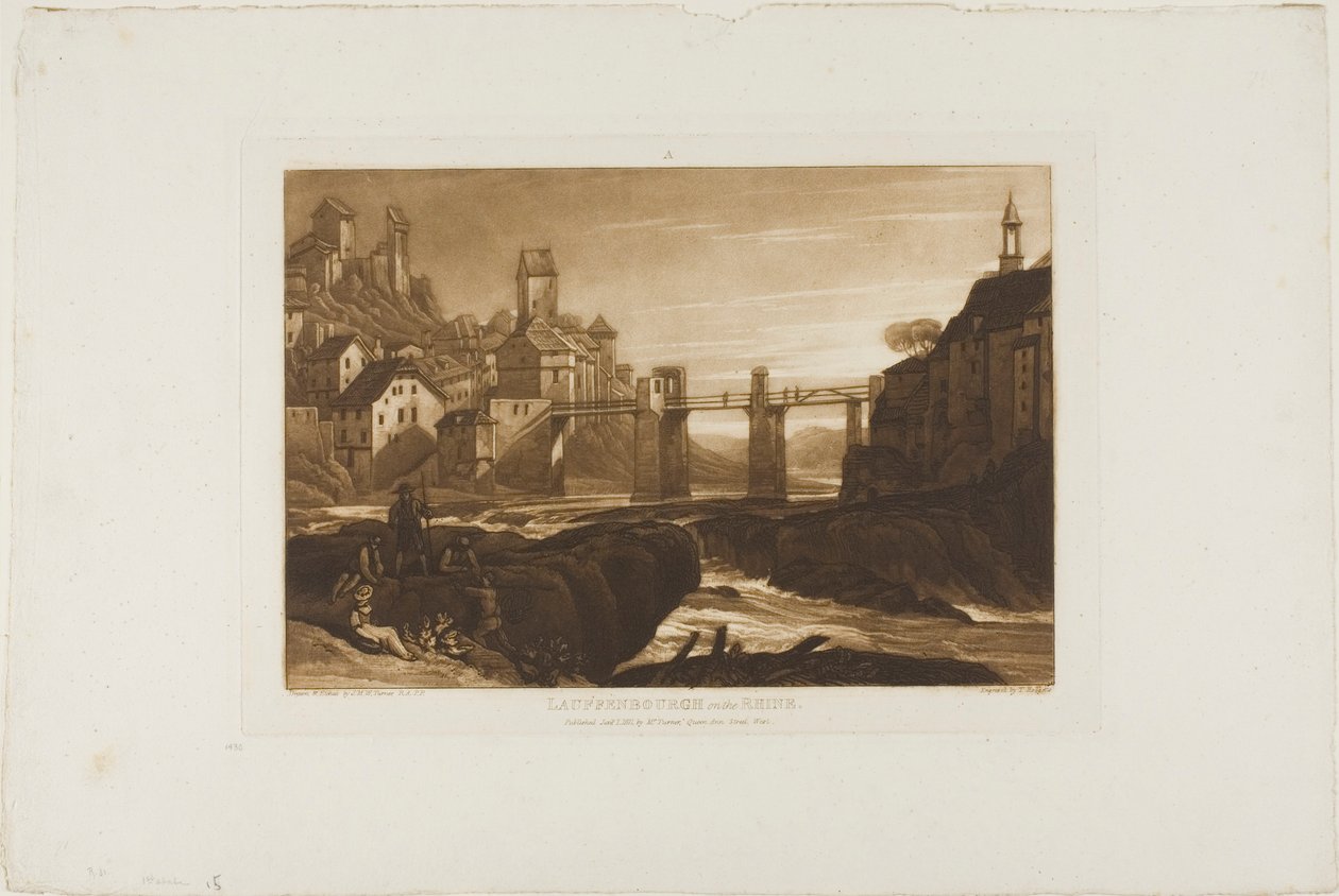 Lauffenbourgh ved Rhinen, tavle 31 fra Liber Studiorum af Joseph Mallord William Turner