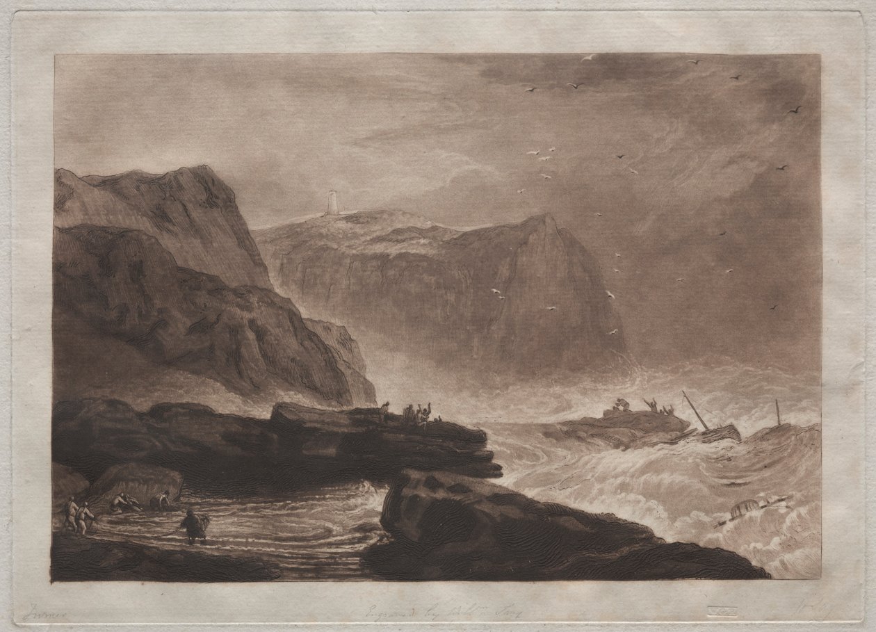 Liber Studiorum: Coast of Yorkshire, nær Whitby. af Joseph Mallord William Turner
