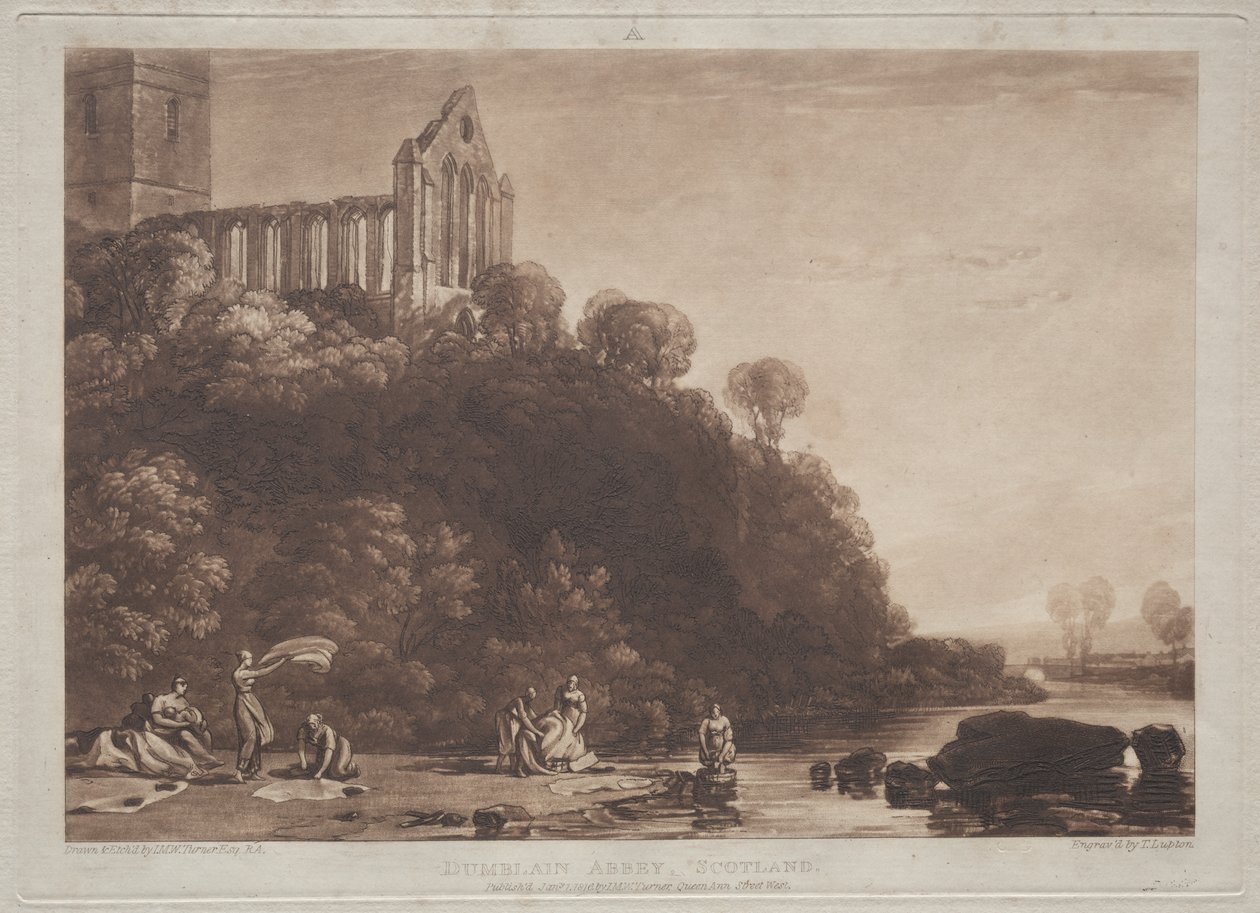 Liber Studiorum:  Dumblain Abbey, Skotland af Joseph Mallord William Turner