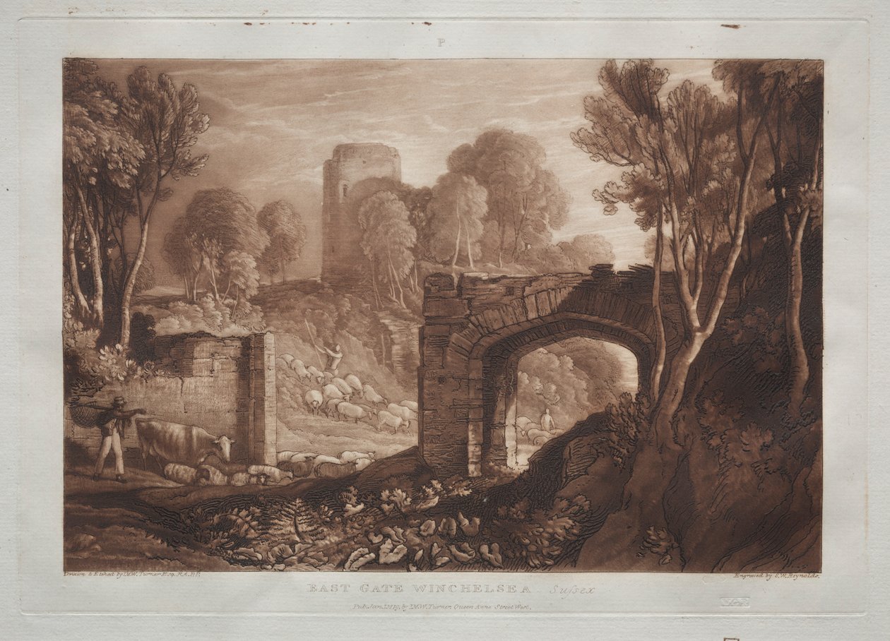 Liber Studiorum: East Gate, Winchelsea, Sussex. af Joseph Mallord William Turner