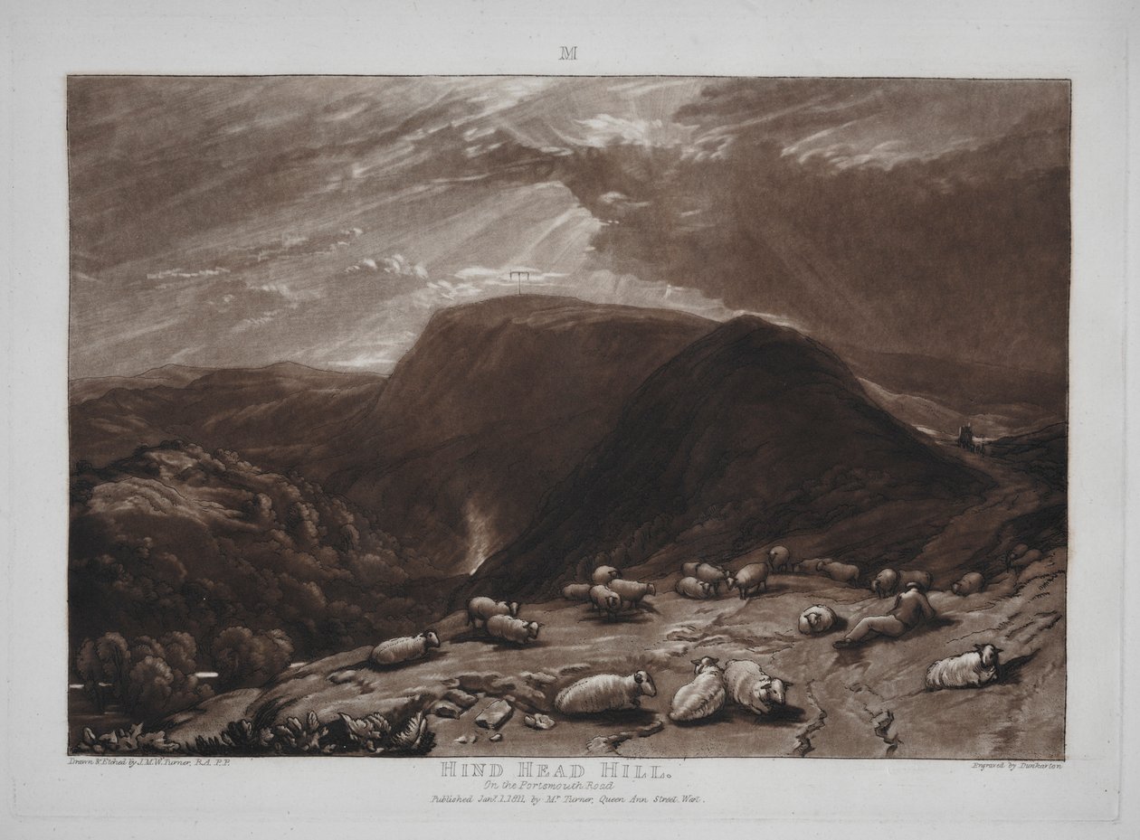 Liber Studiorum: Hind Head Hill på Portsmouth Road. af Joseph Mallord William Turner