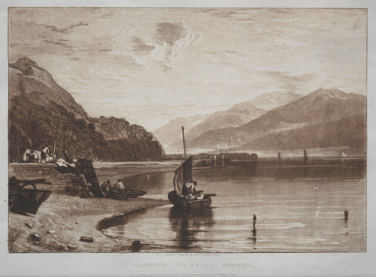 Liber Studiorum:  Inverary Pier, Lock Fyne, om morgenen af Joseph Mallord William Turner