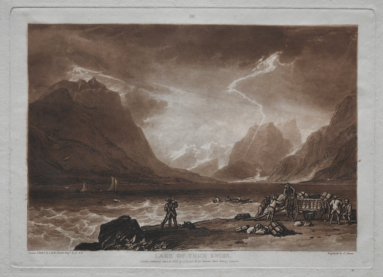 Liber Studiorum: Thun-søen, Schweiz af Joseph Mallord William Turner