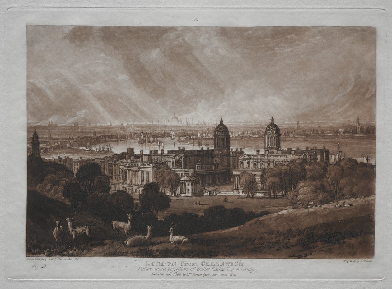 Liber Studiorum: London fra Greenwich af Joseph Mallord William Turner