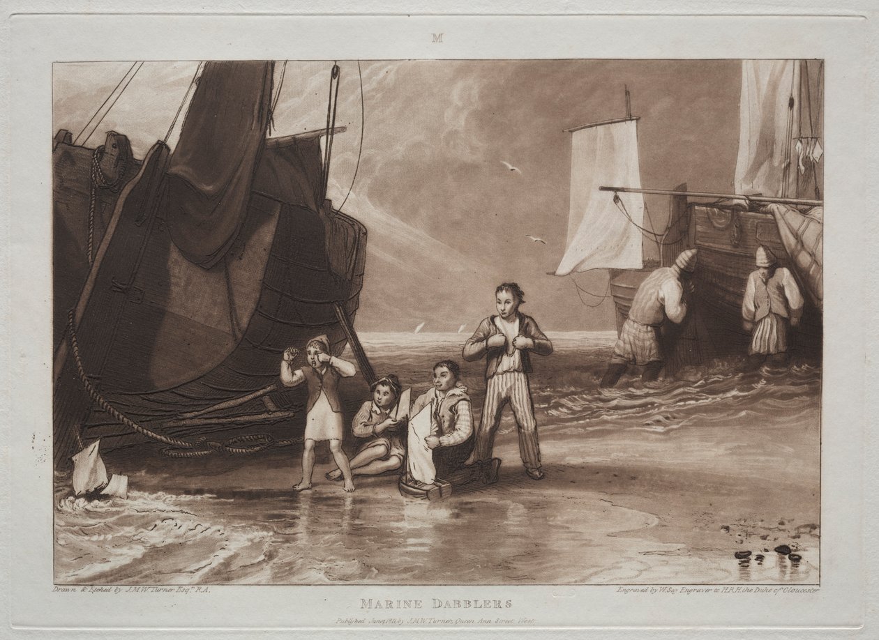 Studiebog: Marine Dabblers. af Joseph Mallord William Turner