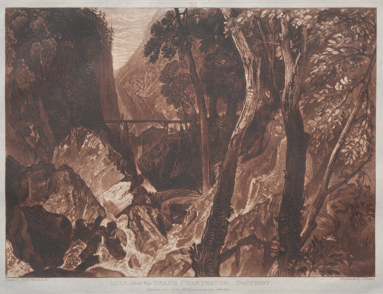Liber Studiorum: Mølle nær Grand Chartreuse, Dauphiny af Joseph Mallord William Turner