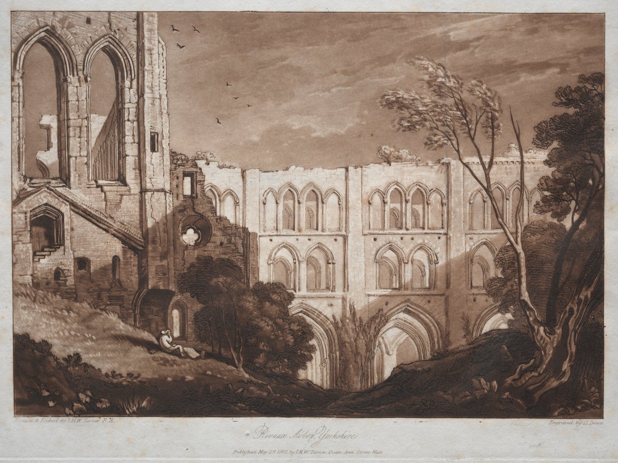 Liber Studiorum: Rivals Abbey, Yorkshire af Joseph Mallord William Turner