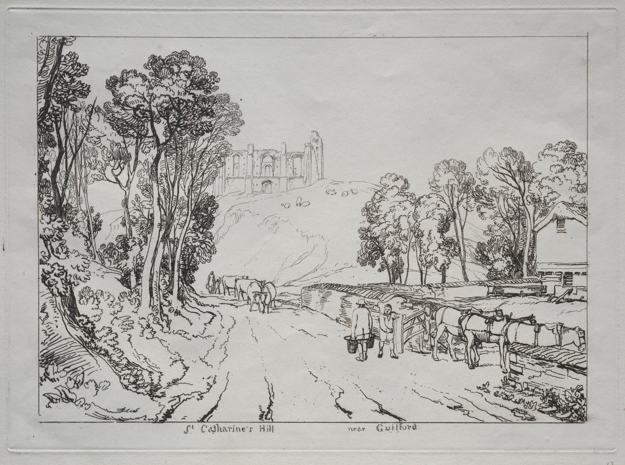 Liber Studiorum: St. Catherines Hill, nær Guilford. af Joseph Mallord William Turner