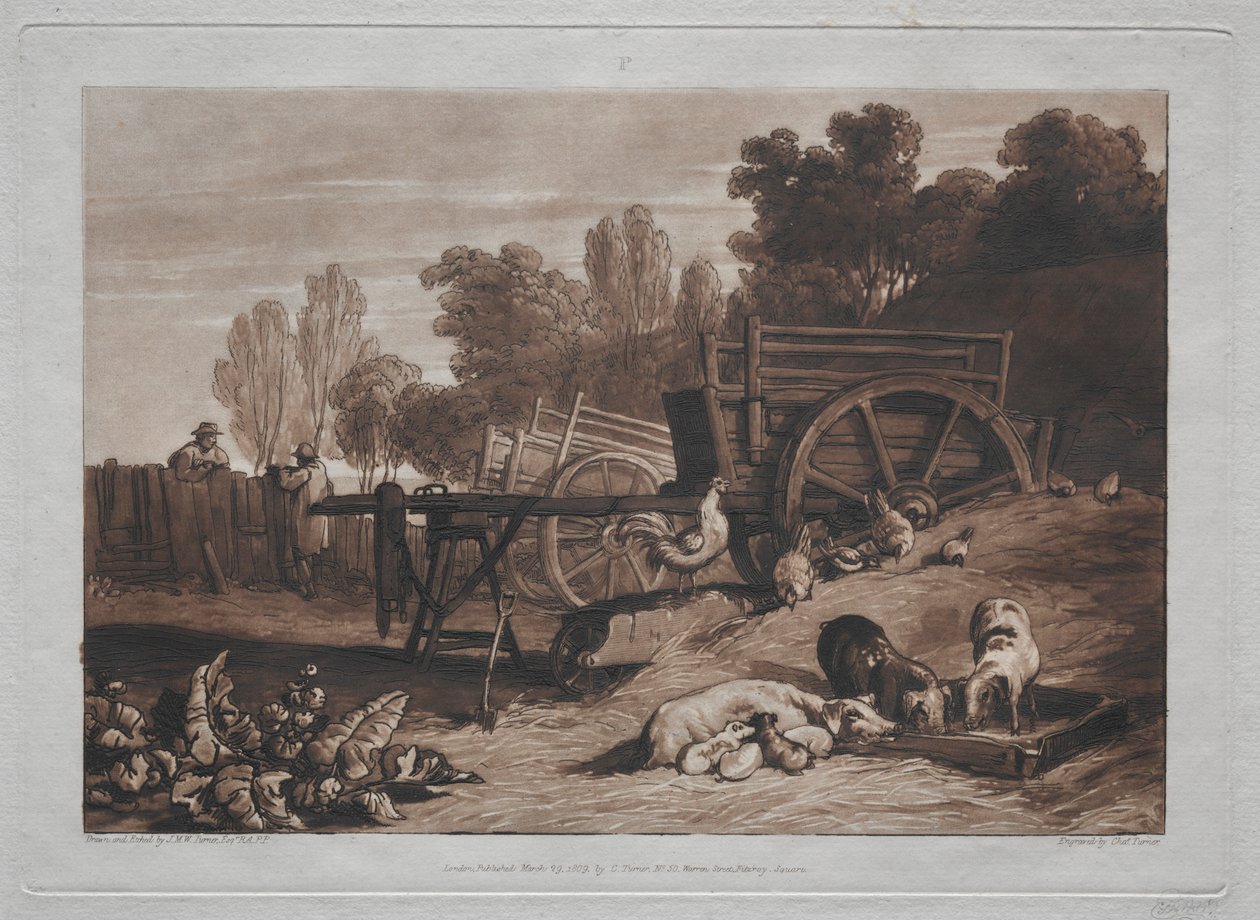 Liber Studiorum: Gården med hanen af Joseph Mallord William Turner