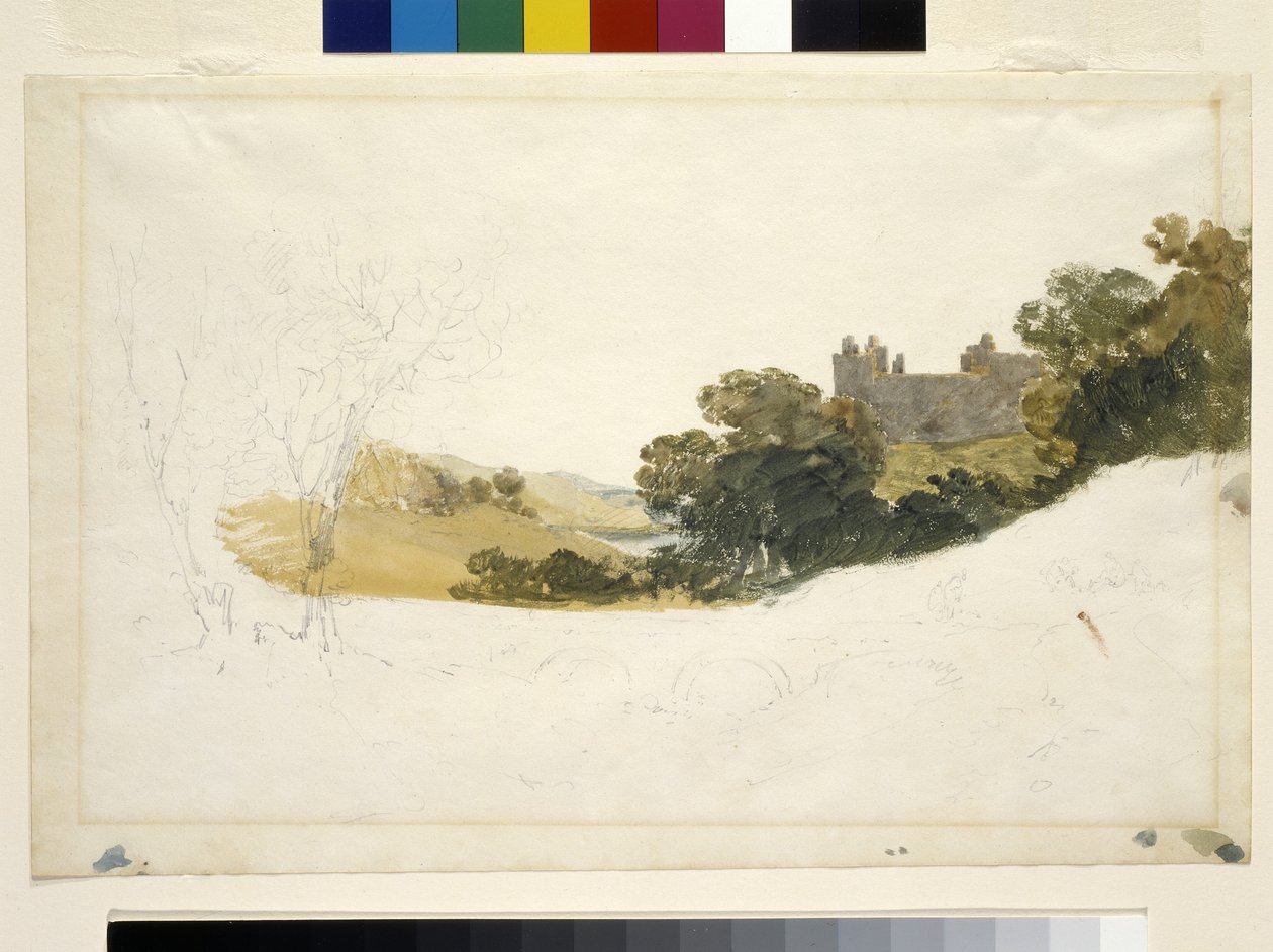 Linlithgow Palace, Skotland (akvarel over blyant på hvidt papir) af Joseph Mallord William Turner