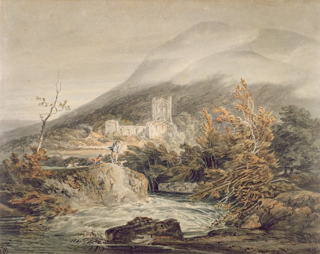 Llanthony Abbey, Monmouthshire, ca. 1792 (akvarel med pen og blæk på hvidt papir) af Joseph Mallord William Turner