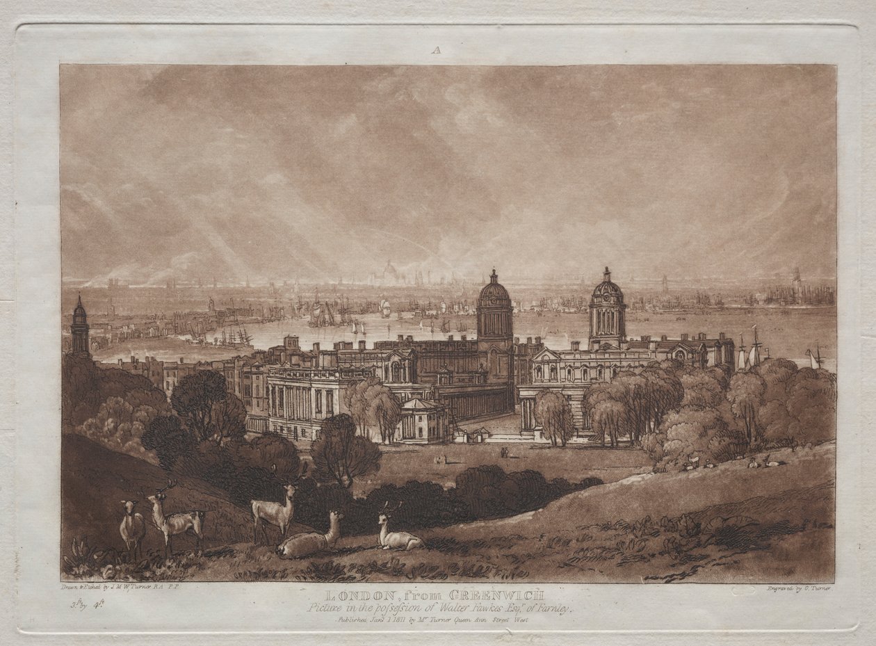 London fra Greenwich. af Joseph Mallord William Turner