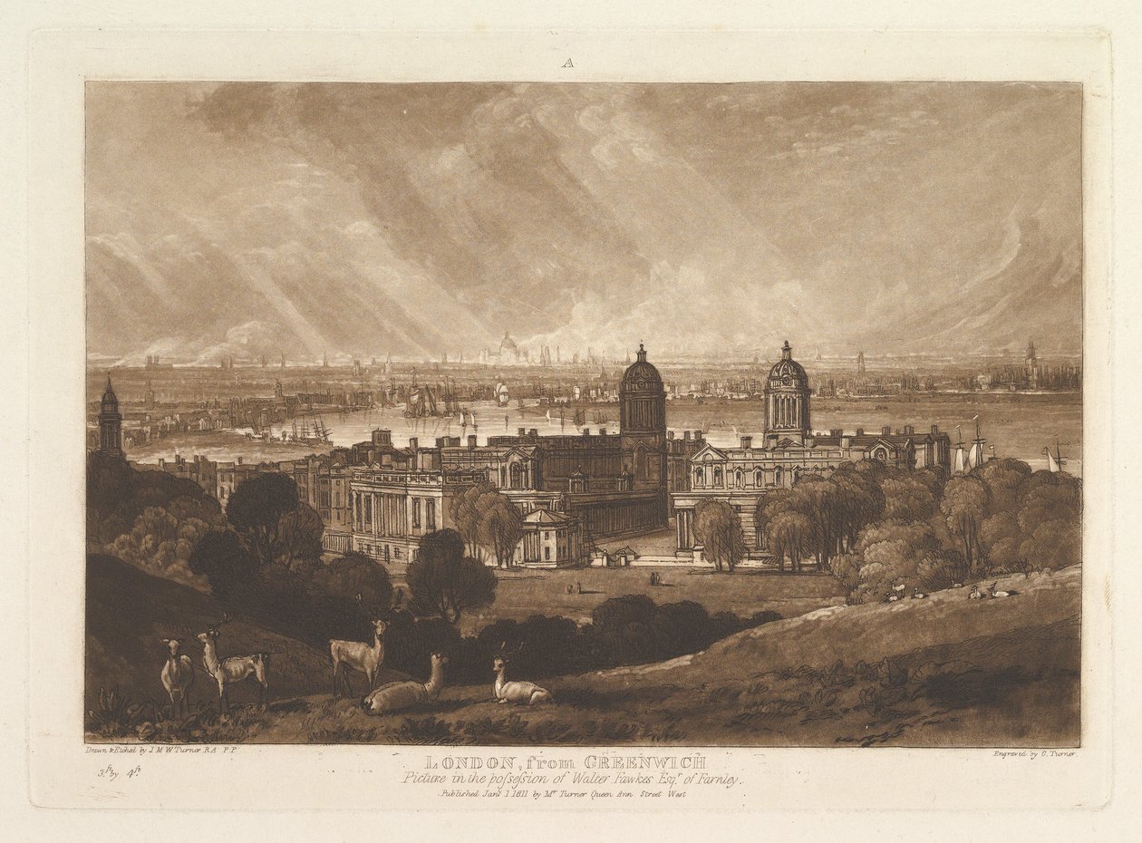 London fra Greenwich Liber Studiorum, del V, plade 26, 1. januar 1811. af Joseph Mallord William Turner