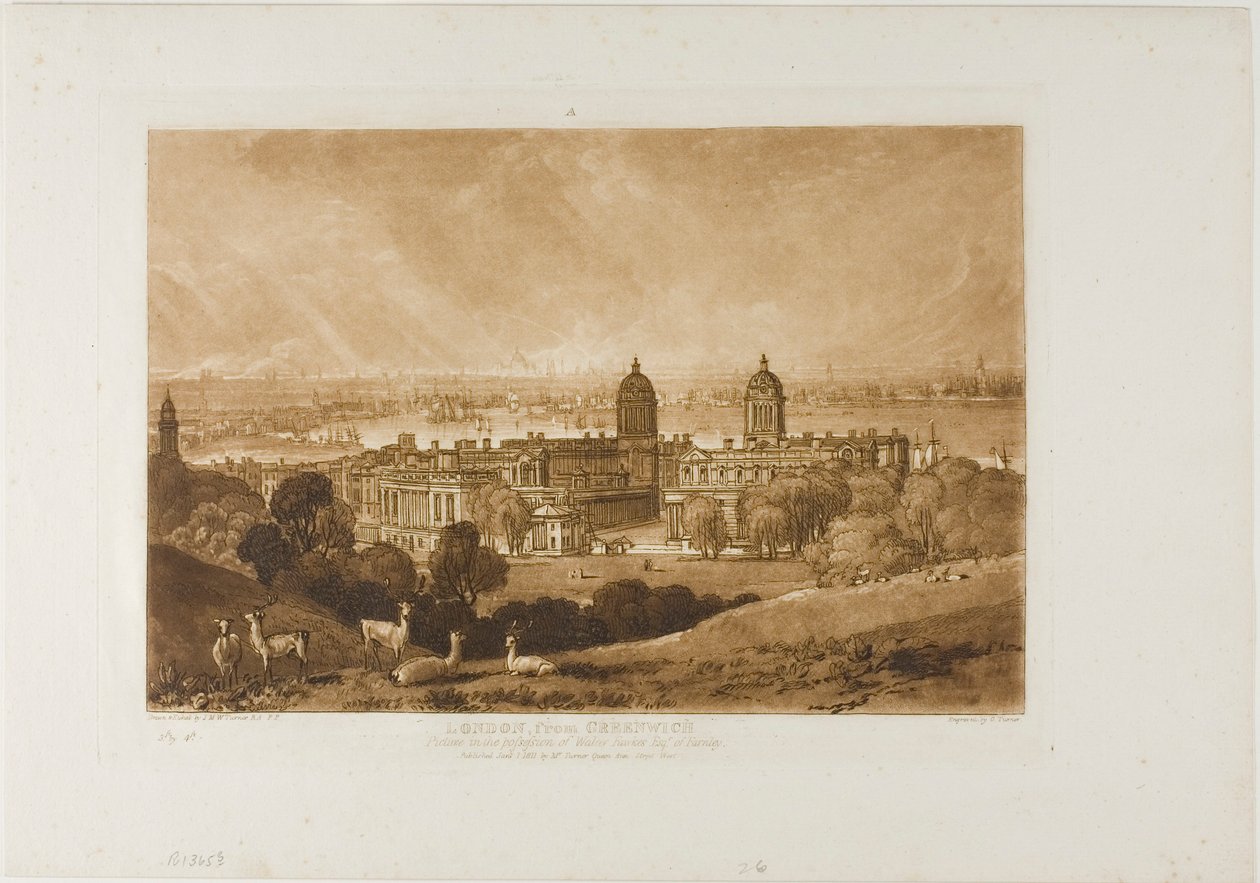 London fra Greenwich, tallerken 26 fra Liber Studiorum af Joseph Mallord William Turner