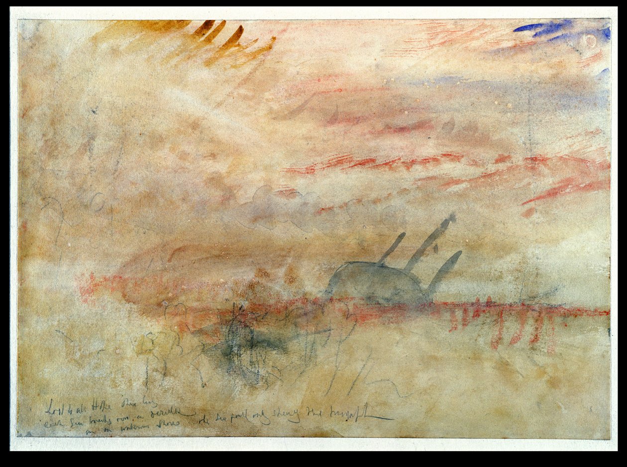 Lost to All Hope The Brig, ca. 1845-50 (wc og grafit på vævet papir) af Joseph Mallord William Turner