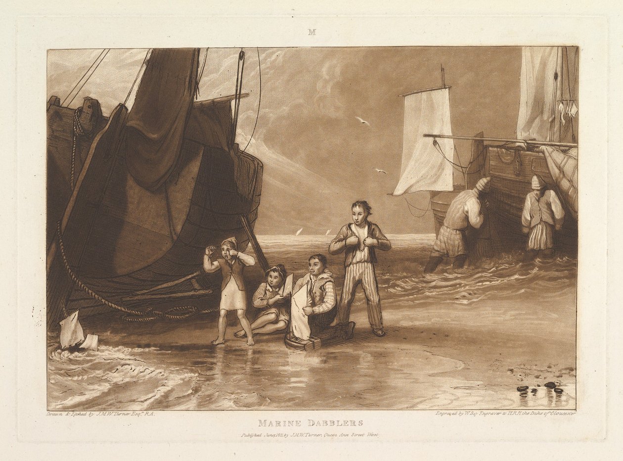 Marine Dabblers Liber Studiorum, del VI, tavle 29, juni 1811. af Joseph Mallord William Turner