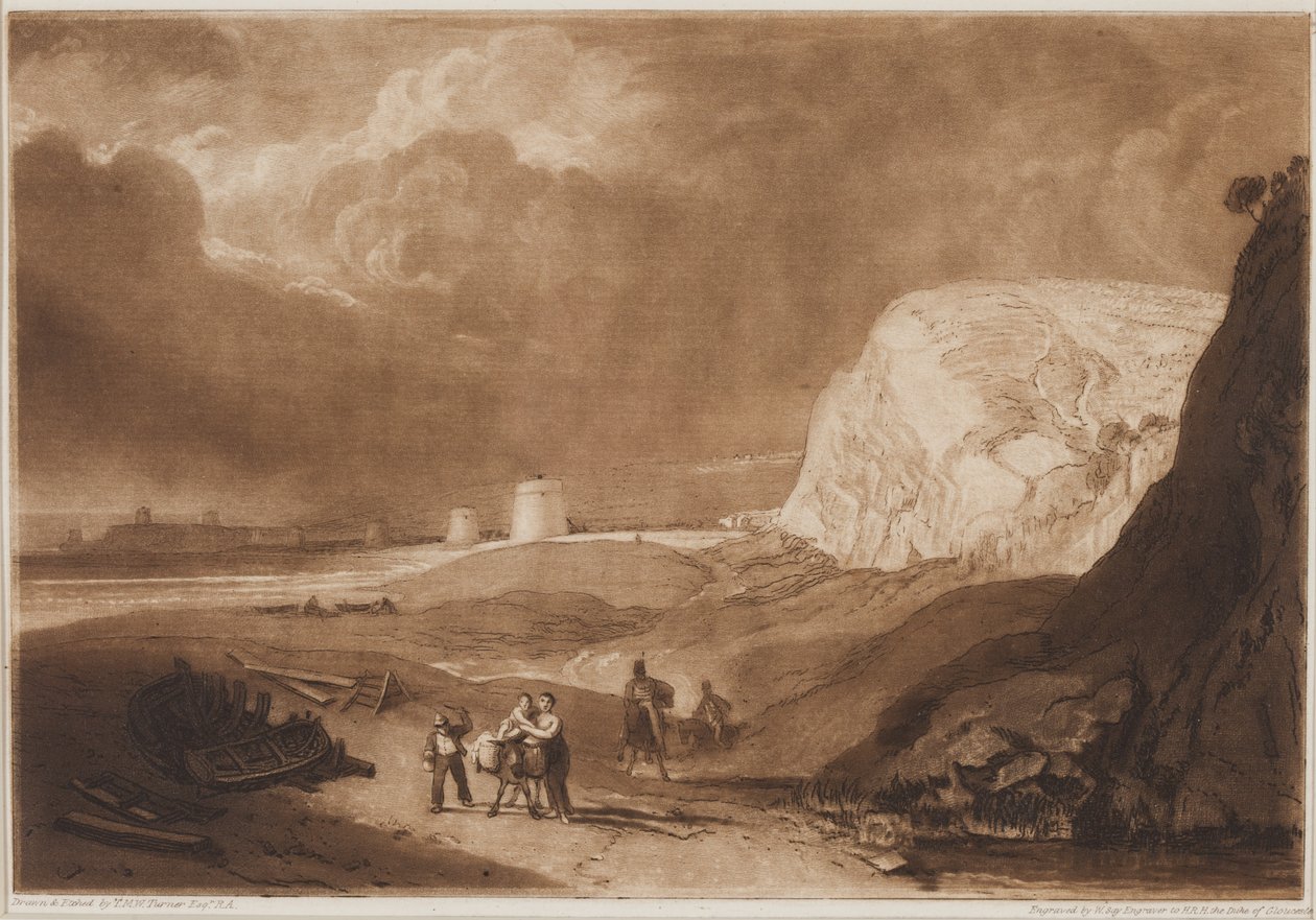 Martello Towers Near Bexhill, Sussex, 1811dani af Joseph Mallord William Turner
