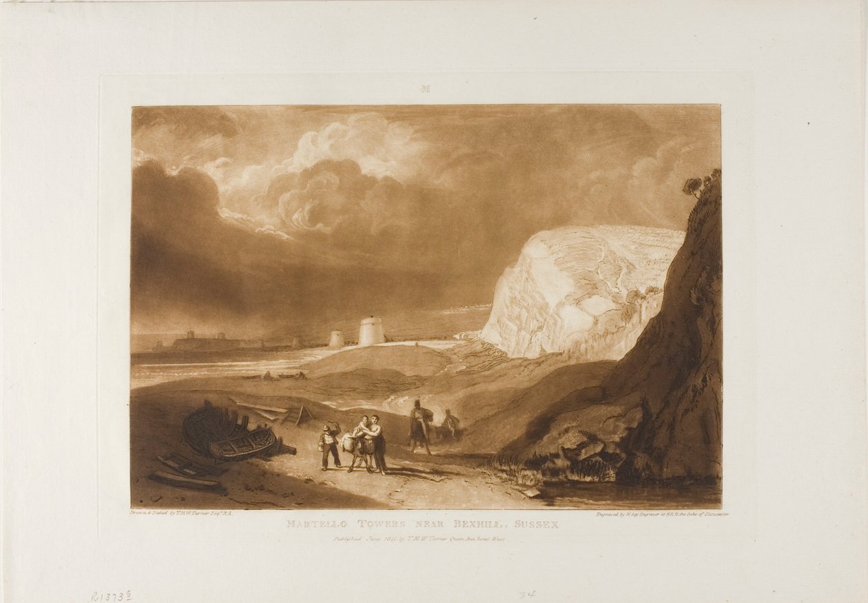 Martello Towers nær Bexhill, Sussex af Joseph Mallord William Turner