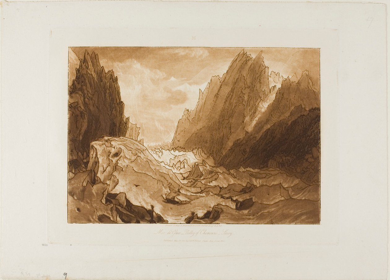 Mer de Glace, plade 50 fra Studiebogen af Joseph Mallord William Turner