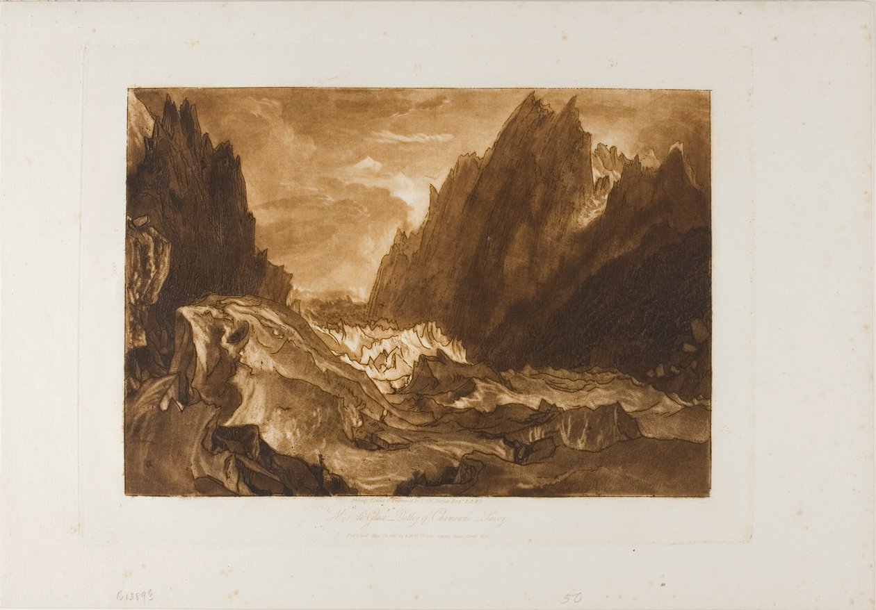 Mer de Glace, plade 50 fra Studiebogen af Joseph Mallord William Turner
