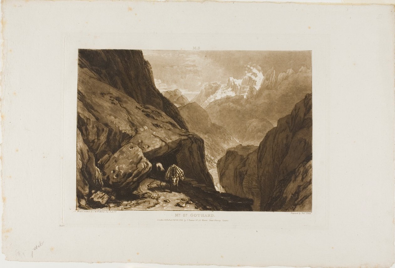 Mount Saint Gothard, plade 9 fra Liber Studiorum af Joseph Mallord William Turner