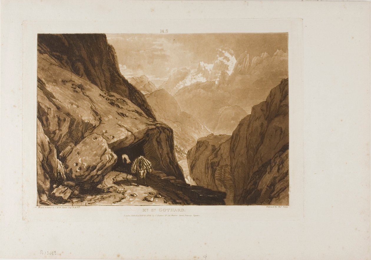 Mount Saint Gothard, plade 9 fra Liber Studiorum af Joseph Mallord William Turner