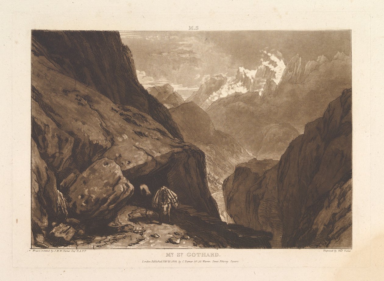 St. Gothard Liber Studiorum, del II, tavle 9, 20. februar 1808. af Joseph Mallord William Turner