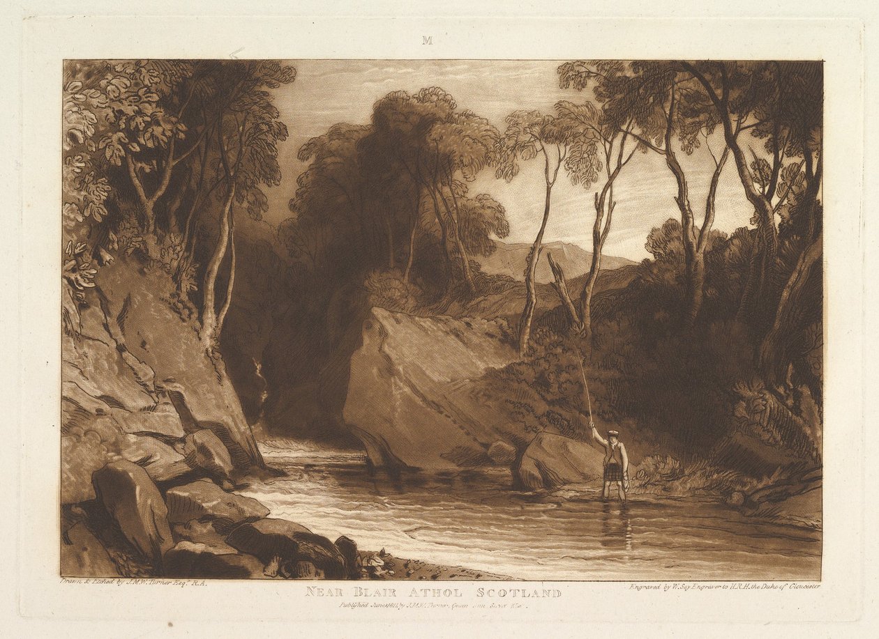 Nær Blair Athol, Skotland Liber Studiorum, del VI, plade 30, 1. juni 1811. af Joseph Mallord William Turner