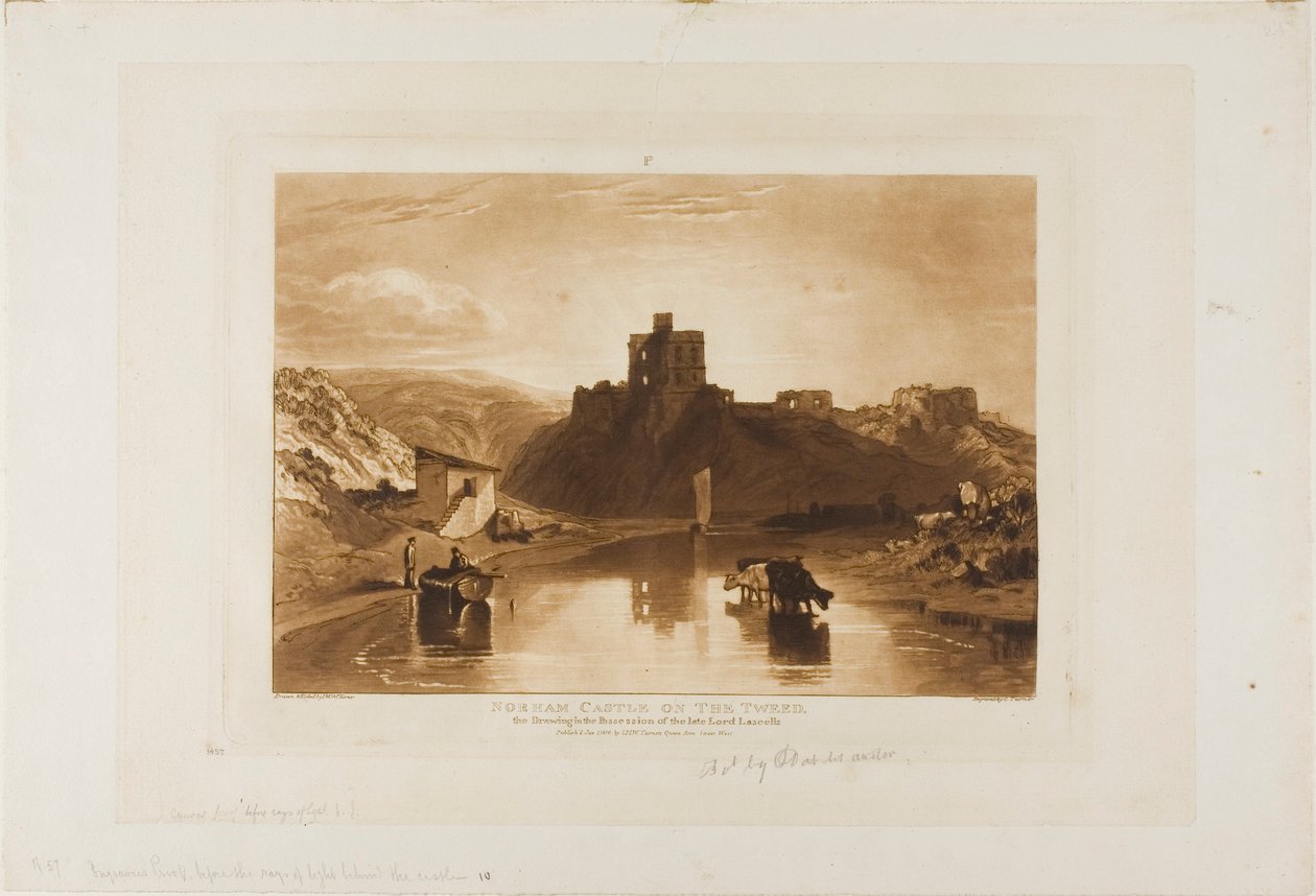 Norham Castle, plade 57 fra Studiebogen af Joseph Mallord William Turner