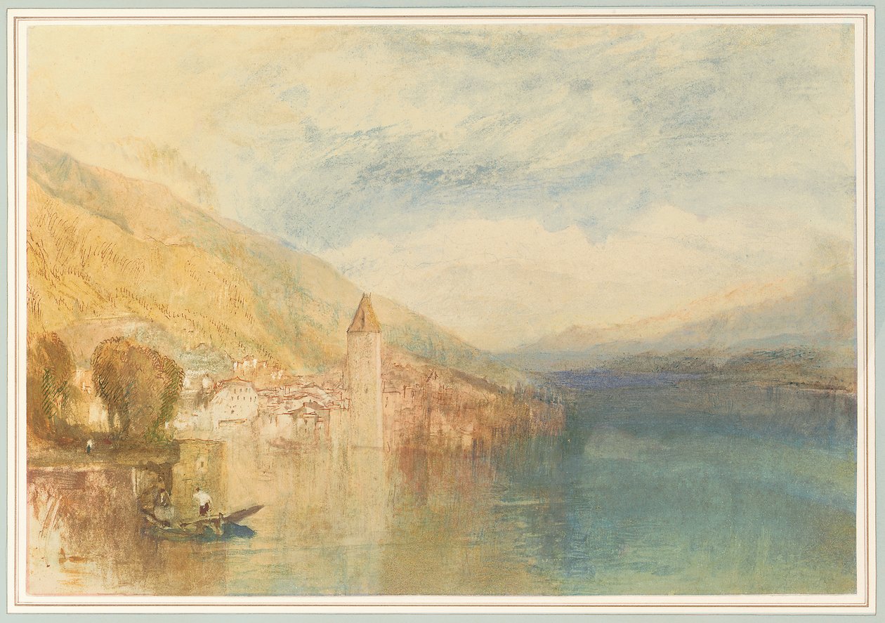 Oberhofen ved Thun-søen, Schweiz af Joseph Mallord William Turner