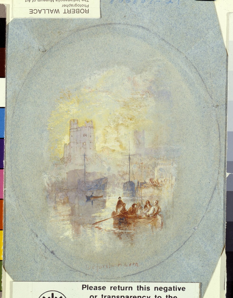 Orford Haven (gouache forstærket med pen og blæk på blåt papir) af Joseph Mallord William Turner