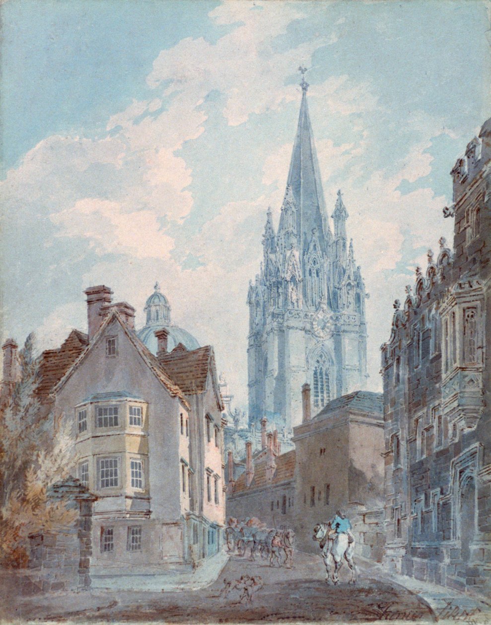 Oxford: St Marys fra Oriel Lane, 1792-1793 af Joseph Mallord William Turner