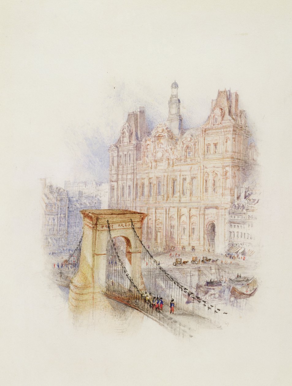 Paris: Hotel de Ville (akvarel, pen og rødt blæk på hvidt vævet papir) af Joseph Mallord William Turner