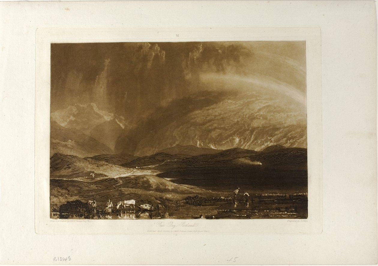 Tørvemose, Skotland, plade 45 fra Studiebog af Joseph Mallord William Turner