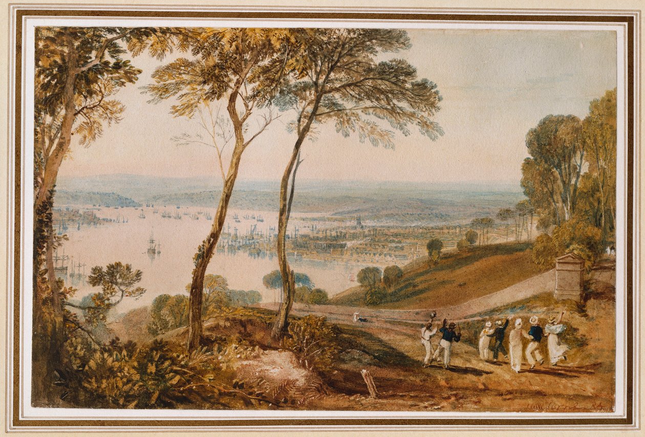 Plymouth Dock, fra nær Mount Edgecumbe af Joseph Mallord William Turner