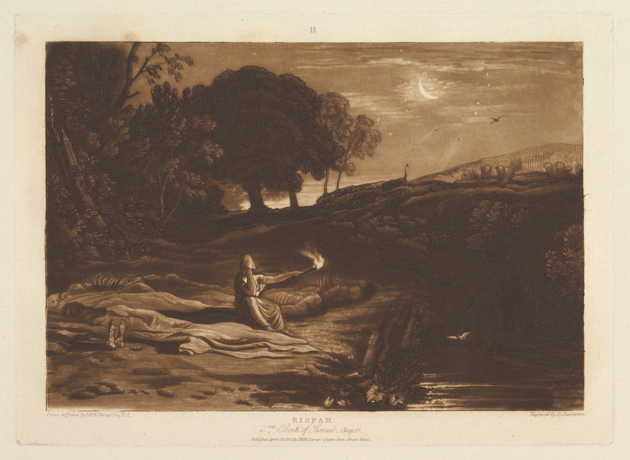 Rispah, 2. Samuelsbog, kapitel 21 Liber Studiorum, del IX, tavle 46, 23. april 1812. af Joseph Mallord William Turner