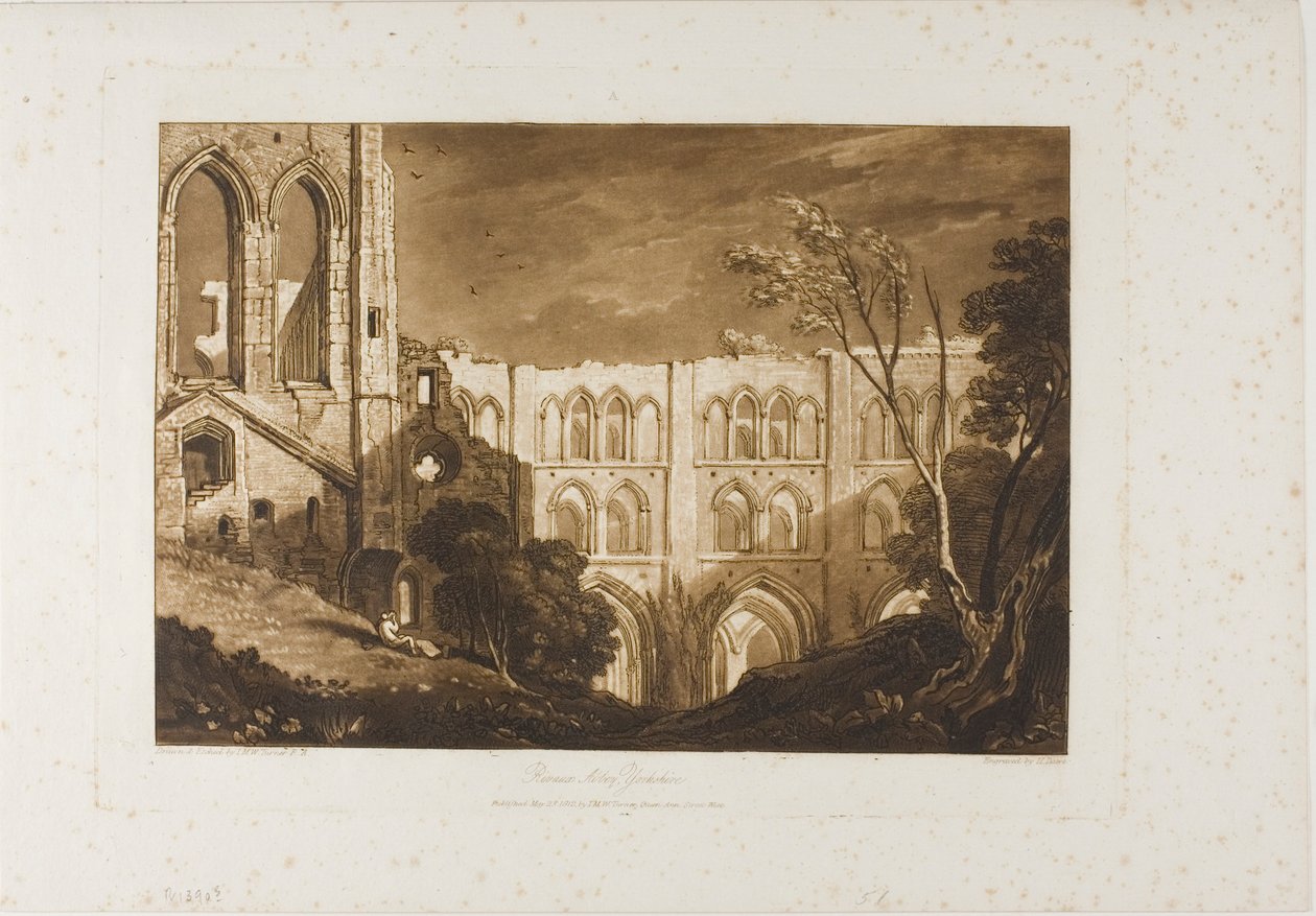 Rivaux Abbey, tallerken 51 fra Liber Studiorum af Joseph Mallord William Turner