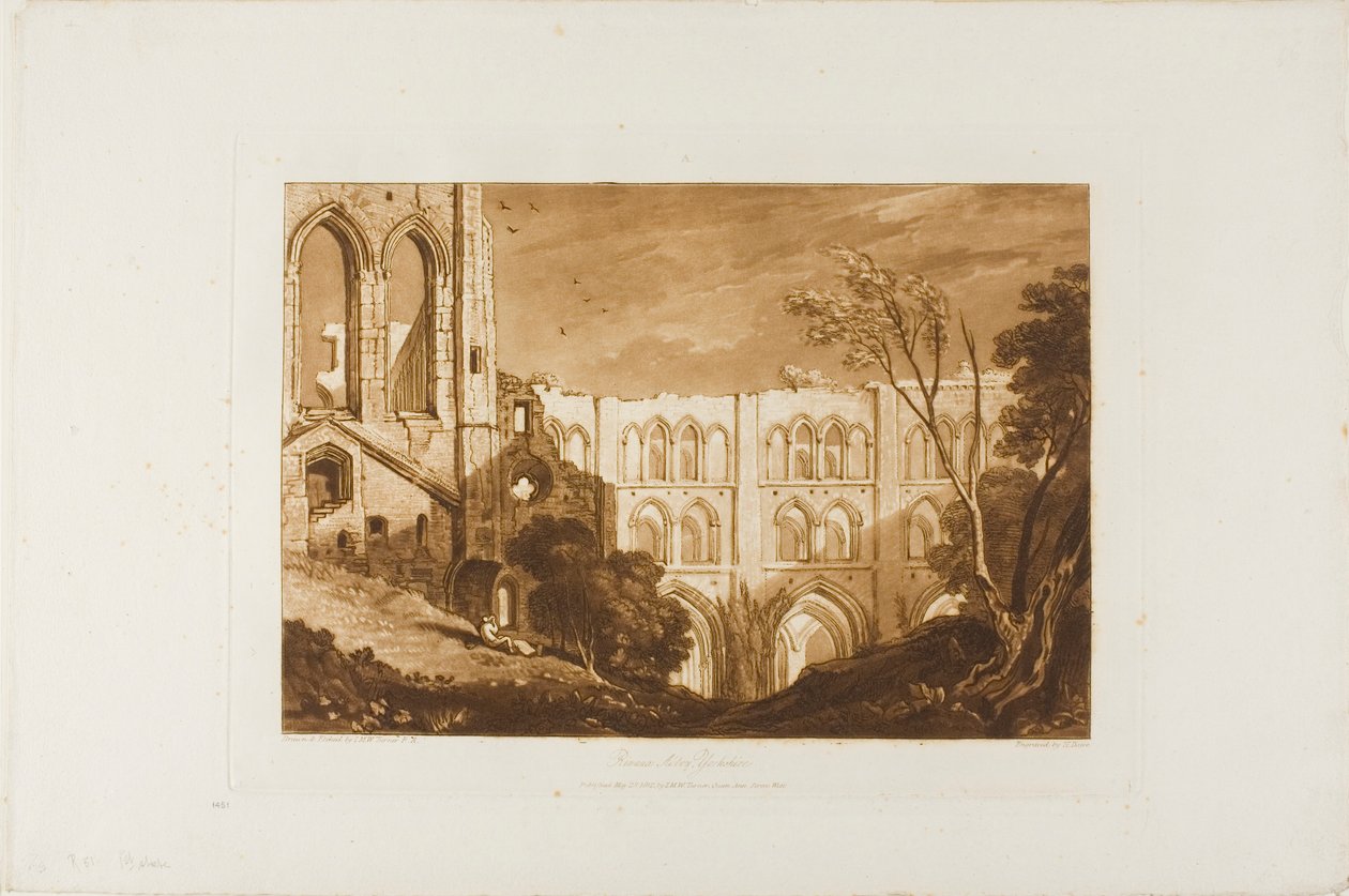 Rivaux Abbey, tallerken 51 fra Liber Studiorum af Joseph Mallord William Turner