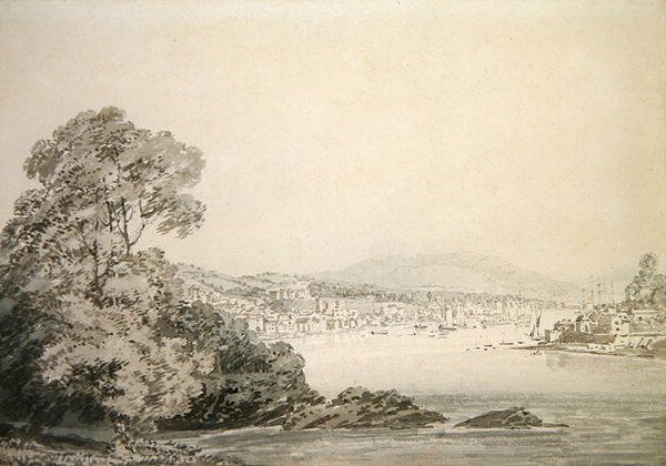 River Scene (pen, blæk og vask på papir) af Joseph Mallord William Turner