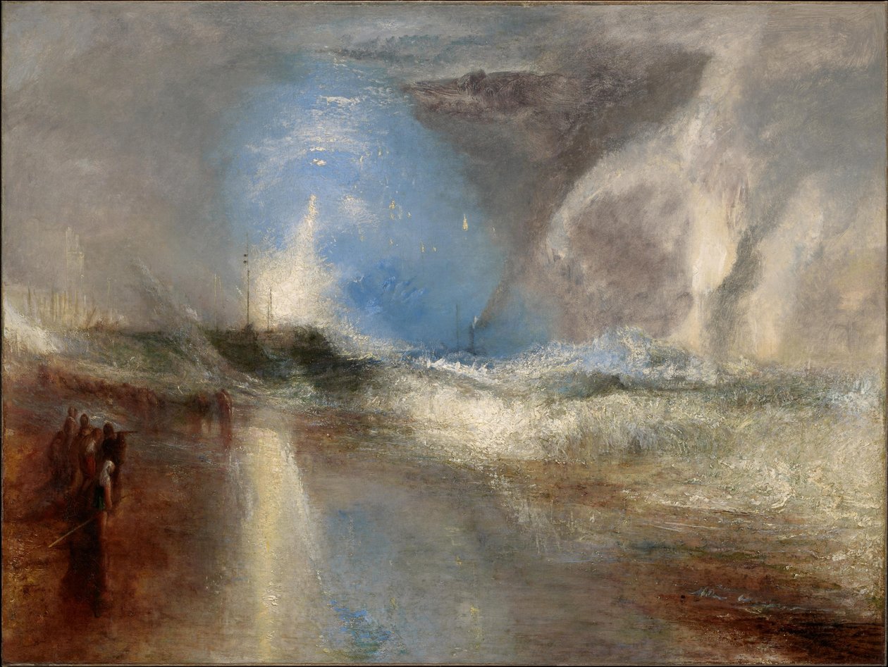 Raketter og blåt lys er lige ved hånden for at advare dampbåde om stimevand af Joseph Mallord William Turner