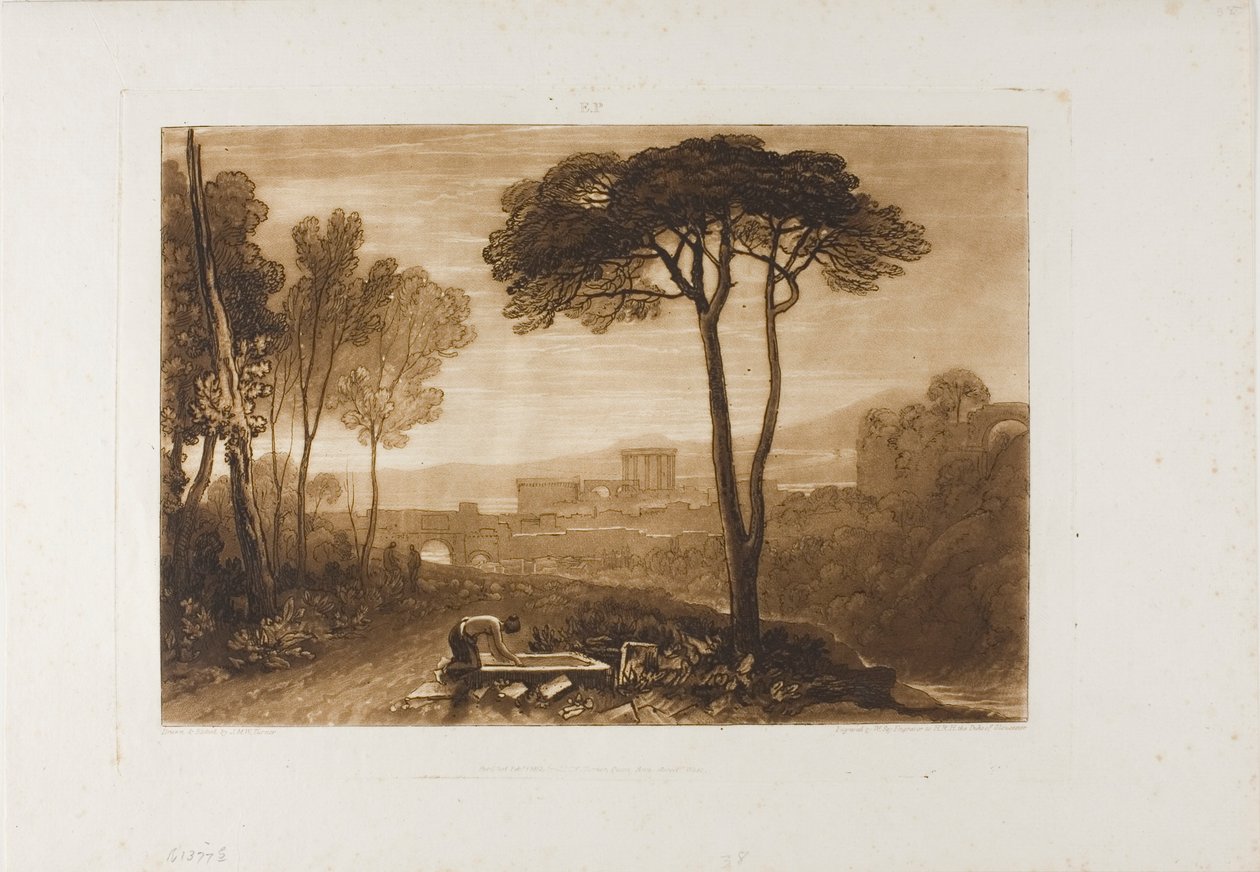 Scene in the Companions, plade 38 fra Studiebogen af Joseph Mallord William Turner