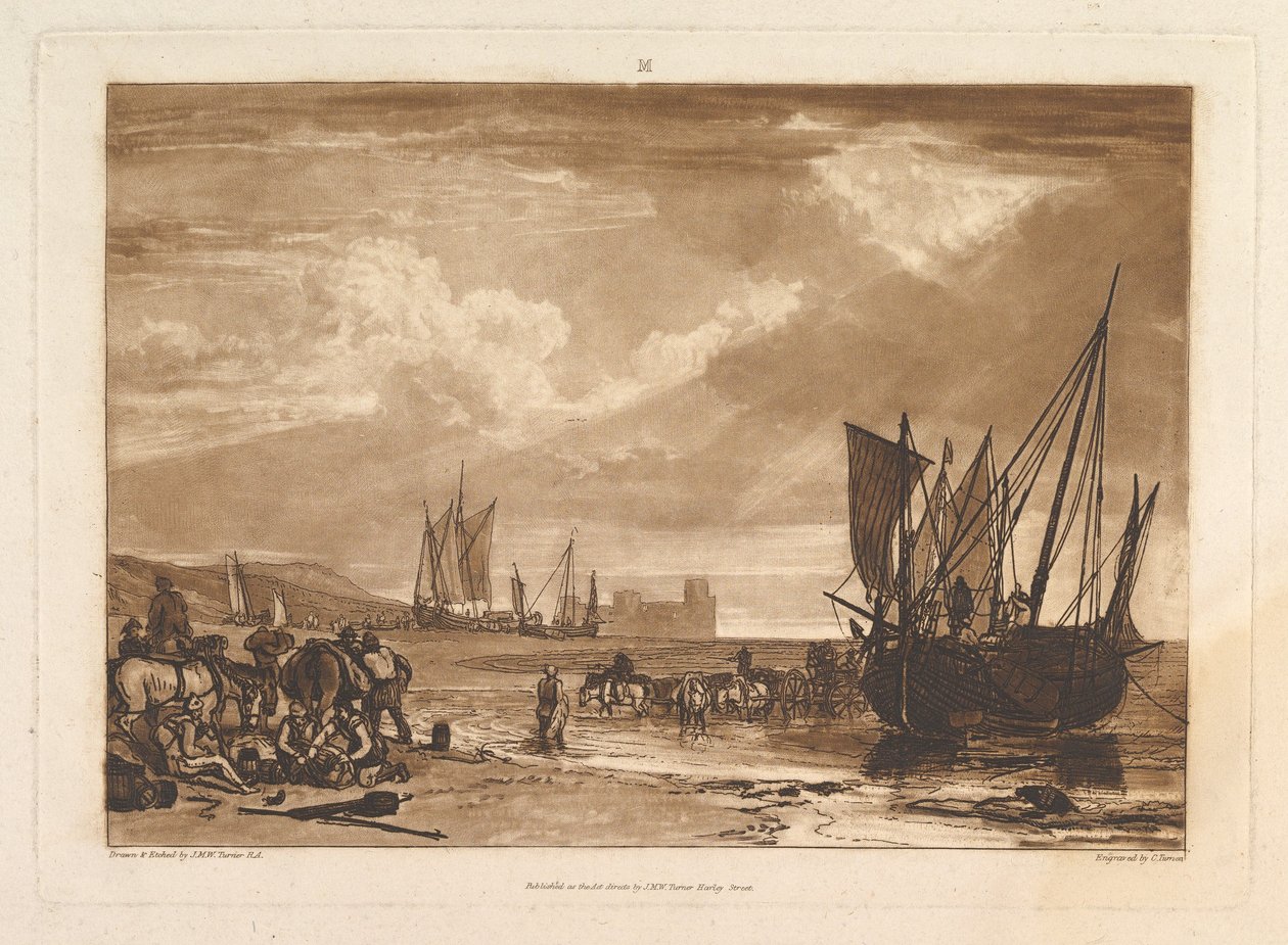 Scene på den franske kyst Liber Studiorum, del I, plade 4, 11. juni 1807. af Joseph Mallord William Turner