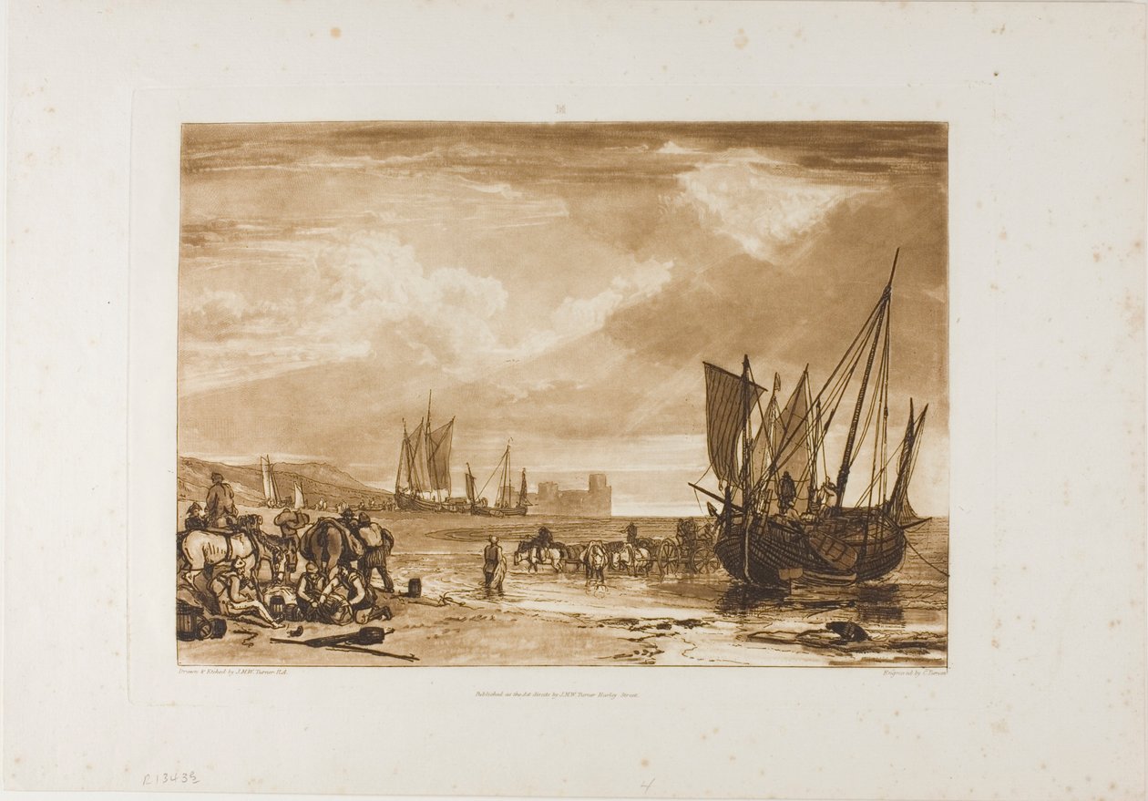Scene på den franske kyst, plade 4 fra Liber Studiorum af Joseph Mallord William Turner