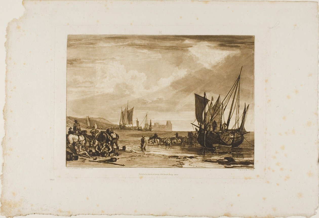 Scene på den franske kyst, plade 4 fra Liber Studiorum af Joseph Mallord William Turner