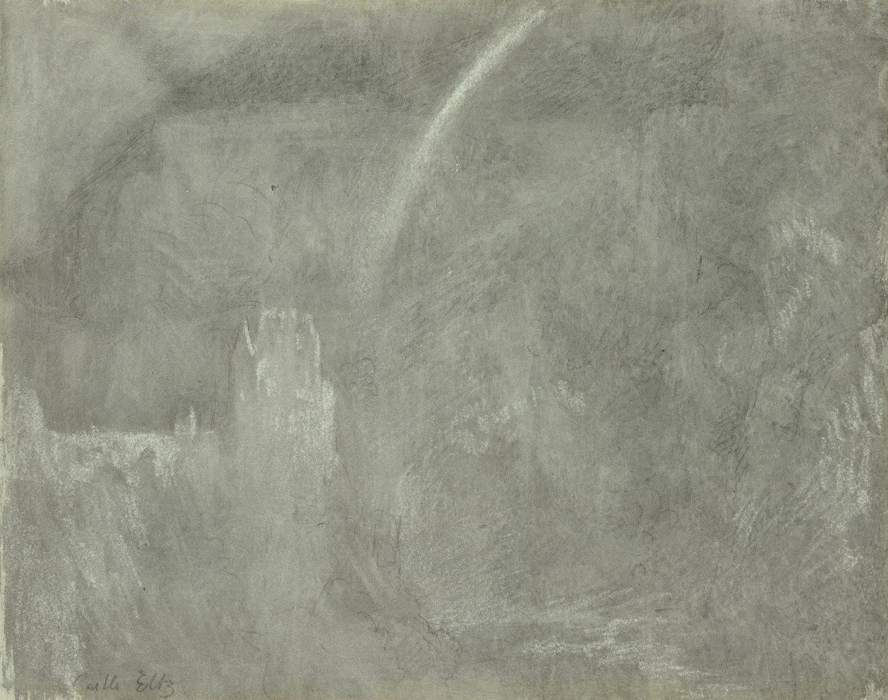 Schloss Eltz (kridt på papir) af Joseph Mallord William Turner