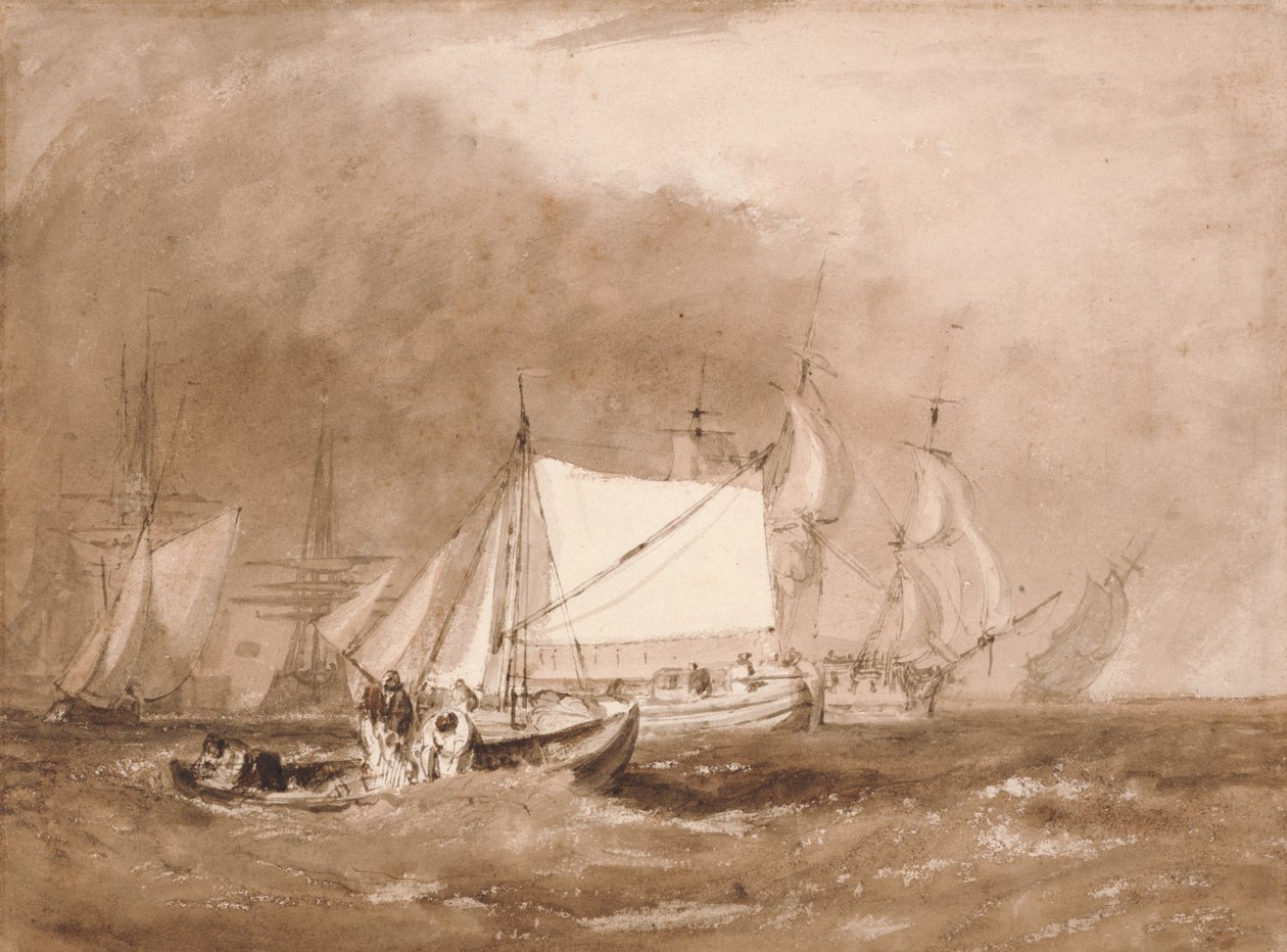 Skibsscene med fiskere af Joseph Mallord William Turner